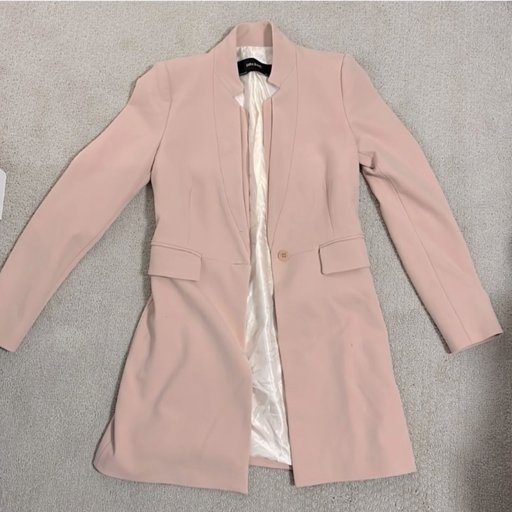 Zara Blush Long Blazer Coat